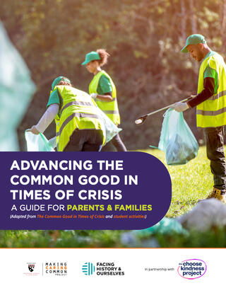Parent guide cover with volunteers picking up trash