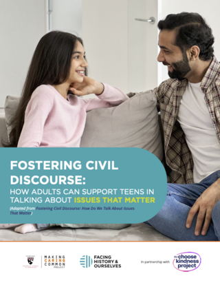  Parent Guide: Fostering Civil Discourse Cover with father and daughter sitting on the couch