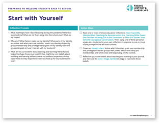 Preview of Start with Yourself: Reflection Prompts and Action Steps handout