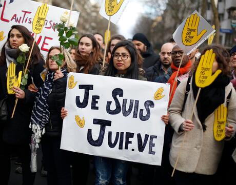 Protesters against Antisemitism in Paris, 2018