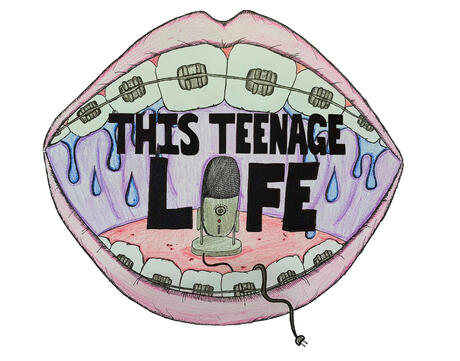 A mouth with 'This Teenage Life' written inside